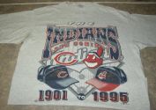 CLEVELAND INDIANS vs CUBS 1901 - 1995 Tshirt X-Large - Vintage 1995